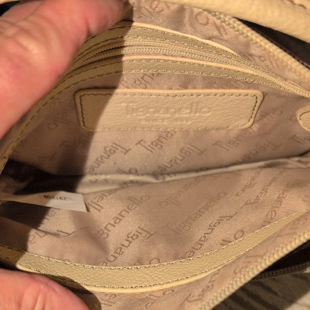 Tignanello Cream Leather Crossbody Bag